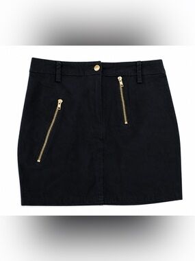 Black Mini Skirt with Gold Zippers